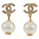CHANEL COCO Mark Pierce Metal Gold Tone CC Auth 196711M-1