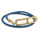 HERMES Roulis De Bourtour Bracelet Leather Blue Gold Auth 196712V-1