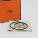 HERMES Roulis De Bourtour Bracelet Leather Blue Gold Auth 196712V-11