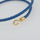 HERMES Roulis De Bourtour Bracelet Leather Blue Gold Auth 196712V-8