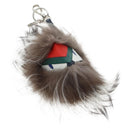 FENDI Monster Charm Fur Brown Silver Auth 196714M-1