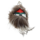 FENDI Monster Charm Fur Brown Silver Auth 196714M-13