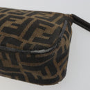 FENDI Zucca Canvas Pouch Black Brown Auth 196715-15