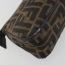 FENDI Zucca Canvas Pouch Black Brown Auth 196715-16