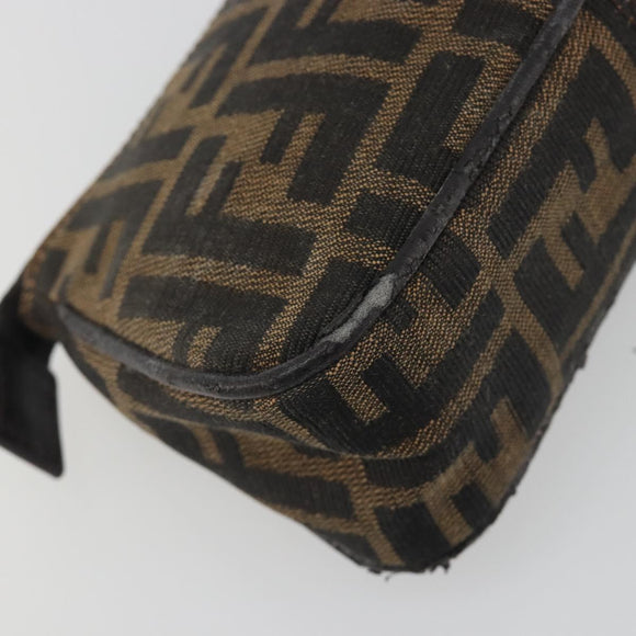 FENDI Zucca Canvas Pouch Black Brown Auth 196715