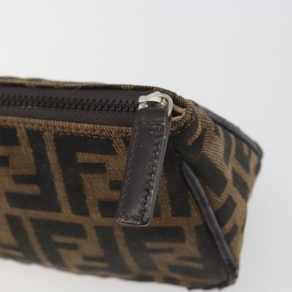 FENDI Zucca Canvas Pouch Black Brown Auth 196715