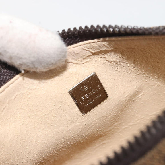 FENDI Zucca Canvas Pouch Black Brown Auth 196715