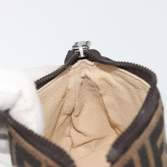 FENDI Zucca Canvas Pouch Black Brown Auth 196715