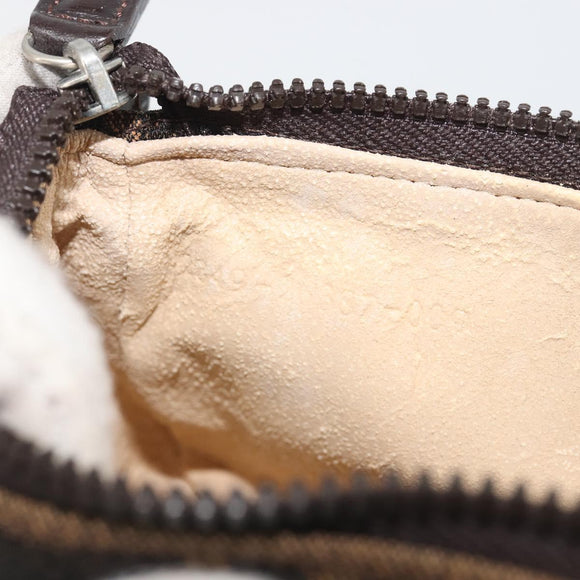 FENDI Zucca Canvas Pouch Black Brown Auth 196715