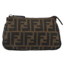FENDI Zucca Canvas Pouch Black Brown Auth 196715-13