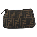 FENDI Zucca Canvas Pouch Black Brown Auth 196715-2