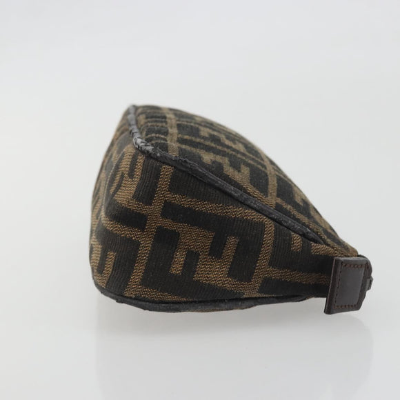 FENDI Zucca Canvas Pouch Black Brown Auth 196715