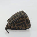FENDI Zucca Canvas Pouch Black Brown Auth 196715-4
