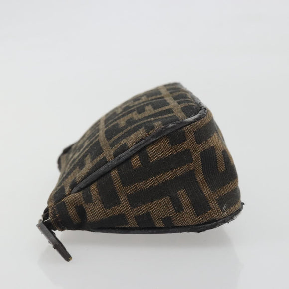 FENDI Zucca Canvas Pouch Black Brown Auth 196715