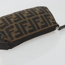 FENDI Zucca Canvas Pouch Black Brown Auth 196715-5
