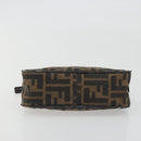 FENDI Zucca Canvas Pouch Black Brown Auth 196715-6