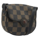 FENDI Pecan Canvas Shoulder Bag PVC Black Brown Auth 196716-1