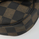 FENDI Pecan Canvas Shoulder Bag PVC Black Brown Auth 196716-9