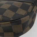 FENDI Pecan Canvas Shoulder Bag PVC Black Brown Auth 196716-15