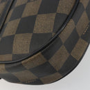 FENDI Pecan Canvas Shoulder Bag PVC Black Brown Auth 196716-16
