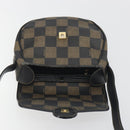 FENDI Pecan Canvas Shoulder Bag PVC Black Brown Auth 196716-18