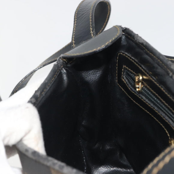 FENDI Pecan Canvas Shoulder Bag PVC Black Brown Auth 196716