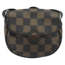 FENDI Pecan Canvas Shoulder Bag PVC Black Brown Auth 196716-13