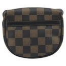 FENDI Pecan Canvas Shoulder Bag PVC Black Brown Auth 196716-2