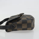 FENDI Pecan Canvas Shoulder Bag PVC Black Brown Auth 196716-4