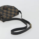 FENDI Pecan Canvas Shoulder Bag PVC Black Brown Auth 196716-7