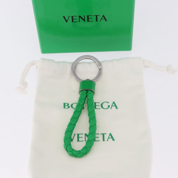 BOTTEGA VENETA INTRECCIATO Key Charm Leather Green Silver Auth 196719M