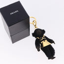 PRADA Gorilla Charm Metal Black Gold Tone Auth 196726M-12