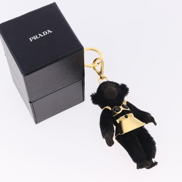 PRADA Gorilla Charm Metal Black Gold Tone Auth 196726M