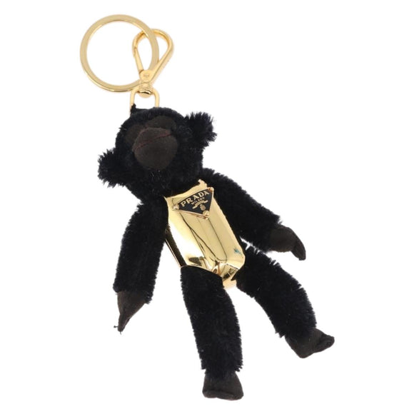 PRADA Gorilla Charm Metal Black Gold Tone Auth 196727M