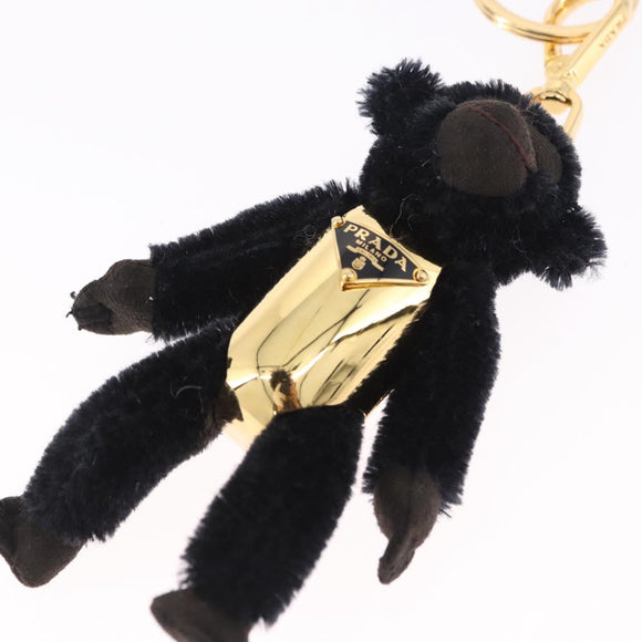 PRADA Gorilla Charm Metal Black Gold Tone Auth 196727M