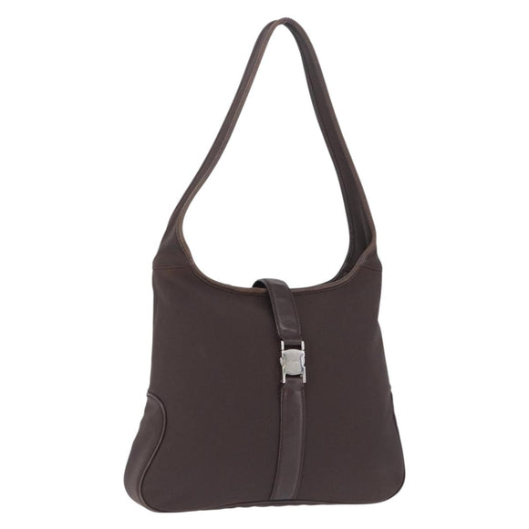 Salvatore Ferragamo Shoulder Bag Canvas Brown Silver Auth 196735A