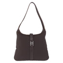 Salvatore Ferragamo Shoulder Bag Canvas Brown Silver Auth 196735A-2