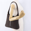 Salvatore Ferragamo Shoulder Bag Canvas Brown Silver Auth 196735A-22