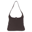Salvatore Ferragamo Shoulder Bag Canvas Brown Silver Auth 196735A-3