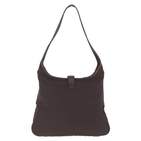 Salvatore Ferragamo Shoulder Bag Canvas Brown Silver Auth 196735A