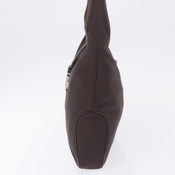 Salvatore Ferragamo Shoulder Bag Canvas Brown Silver Auth 196735A