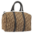 Christian Dior Trotter Canvas Hand Bag Brown Gold Auth 196736-1