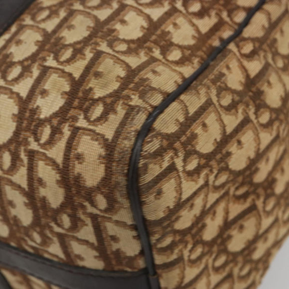 Christian Dior Trotter Canvas Hand Bag Brown Gold Auth 196736