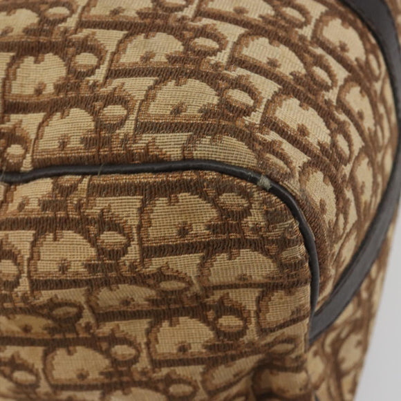 Christian Dior Trotter Canvas Hand Bag Brown Gold Auth 196736