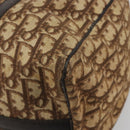Christian Dior Trotter Canvas Hand Bag Brown Gold Auth 196736-12