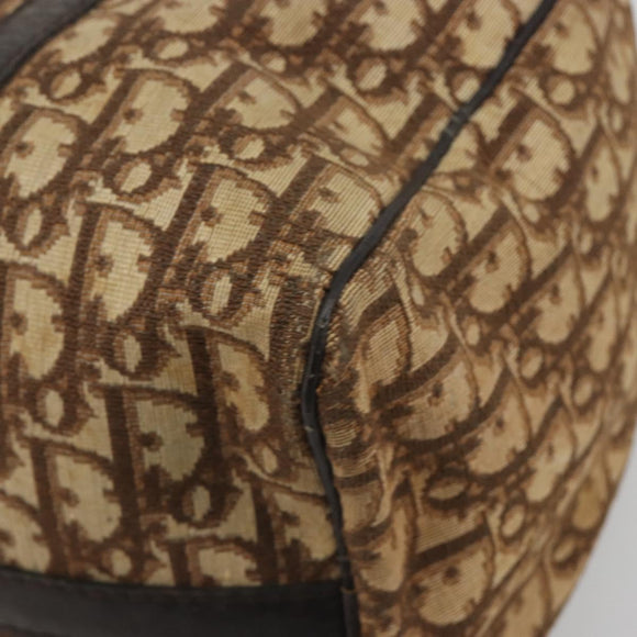 Christian Dior Trotter Canvas Hand Bag Brown Gold Auth 196736