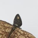 Christian Dior Trotter Canvas Hand Bag Brown Gold Auth 196736-15