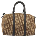 Christian Dior Trotter Canvas Hand Bag Brown Gold Auth 196736-2