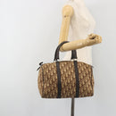Christian Dior Trotter Canvas Hand Bag Brown Gold Auth 196736-21