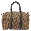 Christian Dior Trotter Canvas Hand Bag Brown Gold Auth 196736-3